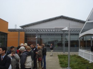 Crowds gather to tour the new winery