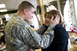Tears flow as soldier, mom reunite