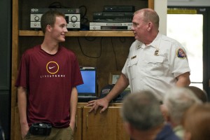 Teen gives awards to Clements firefighters, EMTs who saved his life