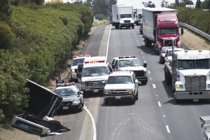 Single-vehicle wreck backs up traffic on Highway 99