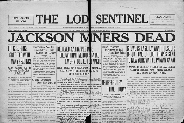 Lodi citizens tried to help in 1922 Jackson mine disaster