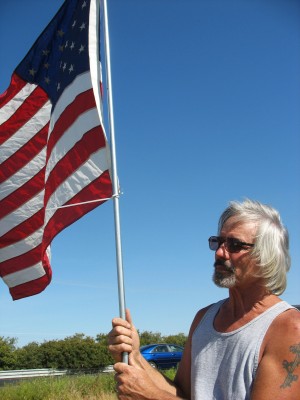 Acampo man displays row of 20 flags to commemorate death of Osama bin Laden