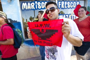 United Farm Workers march through Lodi