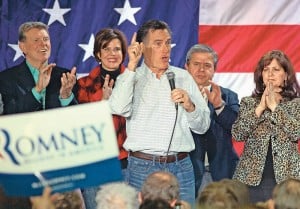  ... candidate mitt romney speaks to a crowd in elko nev behind romney