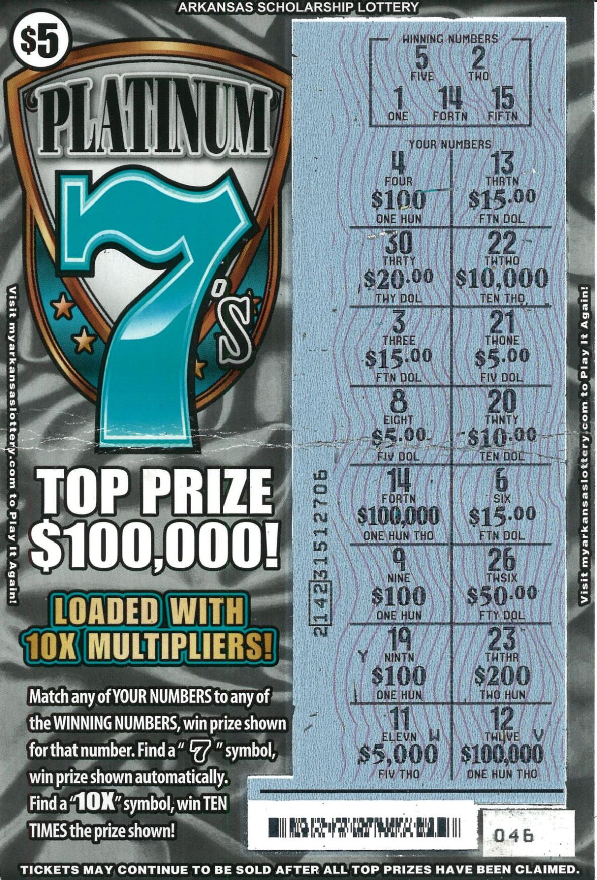 louisiana lottery scratch off codes