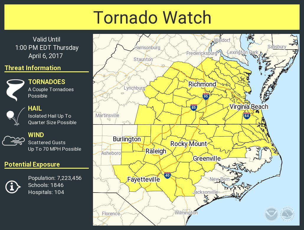 Tornado warning has been downgraded to tornado watch until 4 p.m. | Hampton Roads News ...1030 x 780