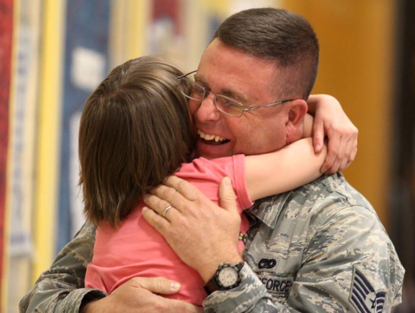 Airman returns home to surprise kids at Newark High, Downes Elementary - Newark Post