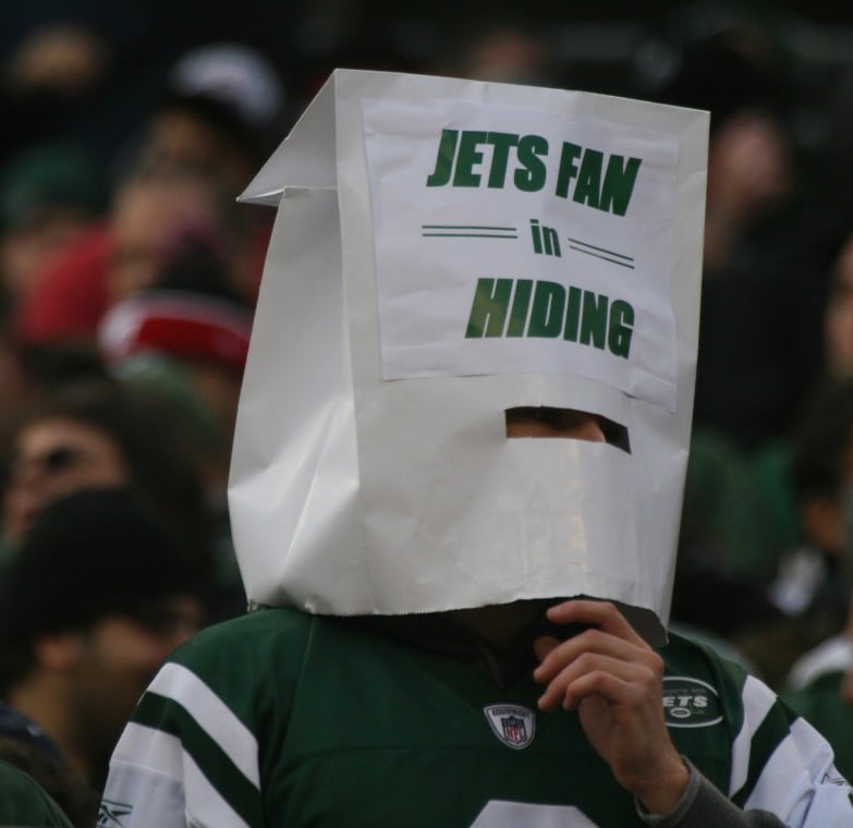 Image result for ny jets bag heads pics