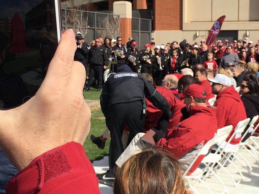 Boren carried away from ceremony on stretcher