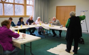 Crete library patrons enjoy acrylic painting class