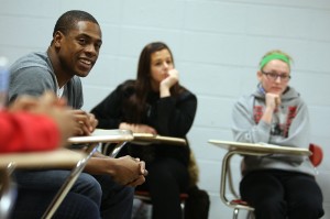 Granderson visits T.F. South to talk to students about goals, community and even toilets