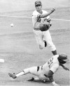 Darrel Chaney completes a double play