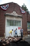 Winds whip trees as brief storm batters region