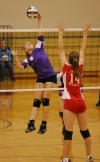 Hobart's Reena Childers, Crown Point's Courtney Kvachkoff 