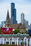 Members of Valparaiso University's baseball team stand