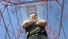 WJOB Radio Station Owner Jim Dedlow Framed by Station's 400 ft Tower