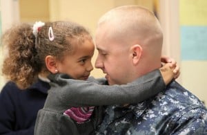 Sailor on leave makes surprise visit to daughter's classroom