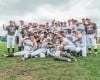 The Mount Carmel baseball team poses with sectional plaque