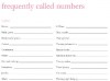Frequently Called Numbers