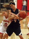 Hebron's Katy Schmidt and Washington Township's Jamie Proudfoot battle
