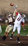 A pass in the end zone to Valparaiso's Dale Cook