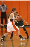 Wheeler's Allie Stevenson is guarded by Whiting's Citlali Lopez