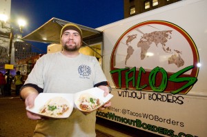 Valpo High grad feeding hungry football fans at Super Bowl XLVI