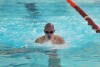 Merrilville's Markus Kluga pops up for air during the breasstroke leg of the 200-yard medley relay at Saturday's LaPorte Sectional.