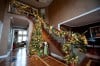 Stairs and Banister Decorated for the Holidays