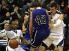 Bishop Noll sophomore Milos Kostic collides with Tipton senior Micah Voorhis