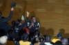 Seton Academy fan Stanley Ihejirika leads the crowd