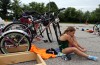 Lillian Marion transitions to her bike Saturday in the Valparaiso Junior Triathlon.