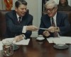 President Ronald Reagan and Former Indiana Gov. Otis Bowen