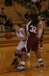 Chesterton's Riley Taubert tries to move around the defense