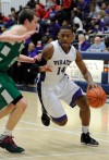 Merrillville's Jalen Wilbert drives against Valparaiso on Saturday night.