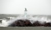 Strong winds blowing through region in Sandy's wake