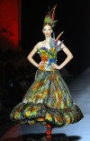 Feathers fly on plumage-covered Gaultier couture