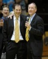 Crusader coach Homer Drew and Baylor coach Scott Drew