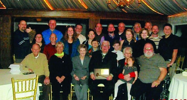 Members of the Northwest Indiana Deaf Club, including (front row) Jacob Hoogewerf, Lorraine Hochbaum, Letha Hoogewerf, Robert Hochbaum, Sandy Gee and Tim Gee, meet for the last time after deciding to dissolve the club.
