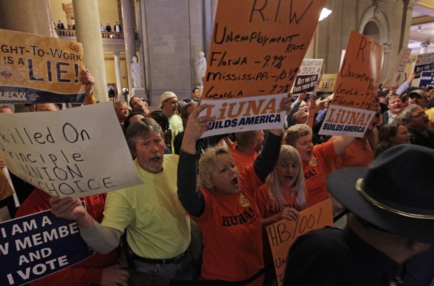 Indiana House approves right-to-work bill : Elections