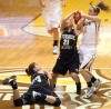 Valparaiso University's Abby Dean and Purdue University Calumet's Staci Groom and Amanda Gaskin