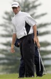 Crown Point's Nick Grubnich reacts to missing a putt