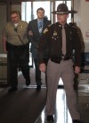 Dustin McCowan arrives at the Porter County Courthouse