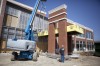 Concrete poured for walkways outside new Crown Point Library
