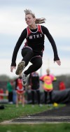 Washington Twp.'s Brandy Moore flies in the long jump