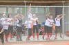 The Portage dugout reacts after Lauren Murray's two-run double in the bottom of the fourth inning.