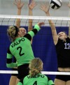 Valparaiso's Kelsie Schutz; Lake Central's Megan Malestestinic and Julia Kruzan