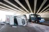 Overturned beer truck clogs commute