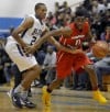 Bloom Townshp's Nyhree Mitchell guards H-Fs Jason Scott
