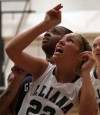 Illiana Christian's Leah Van Drunen and Washington's Javonna Jenkins watch